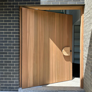 Porte pivotante personnalisée en bois massif de style moderne à lamelles Entrée principale à impact d'ouragan fabriquée à la main pour villas et communautés - Product Image 2