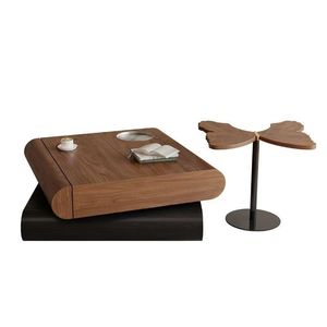 Juego de <span class=keywords><strong>Mesa</strong></span> de Centro de Madera Moderna y Duradera Estilo Wabi Simple con Incrustaciones de Acero Inoxidable, Diseño Giratorio, Decorativo y Ecológico - Product Image 6
