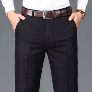 Pantalon de costume décontracté pour homme, coupe droite, effet drapé, extensible, léger, printemps-été, pour hommes d'âge mûr - Product Image 4
