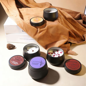 Vela Aromática de Soya LANJO en Lata de Metal, con Flores Secas Naturales de Lavanda, Aroma Curativo, Ecológica, Decoración para el Hogar, Regalo para Fiestas y Pascua - Product Image 2