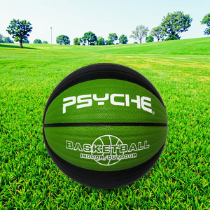 Pallone da Basket Psyche Personalizzato con Logo, Verde e Nero, in Pelle Igroscopica, Misura 7, 620-650g - Product Image 1