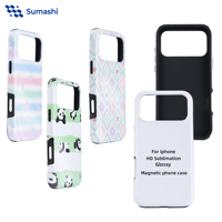 Coque de téléphone personnalisée imprimée en 3D par sublimation, revêtement magnétique, PC+TPU 2-en-1, finition brillante, faible MOQ pour iPhone 16 Pro Max Samsung S25