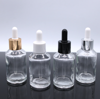 Flacon échantillon en verre de 30 ml avec bouchon en caoutchouc, compte-gouttes, flacon d'huile essentielle transparent givré, flacons vides, liquide essentiel