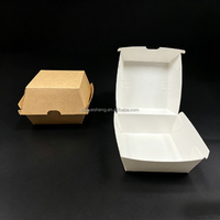Boîtes à hamburgers biodégradables (Kraft/Carton blanc) pour la restauration - Logo et impression personnalisés