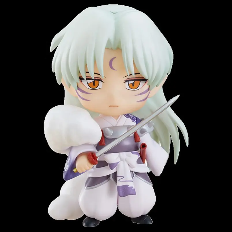 10cm Q version Anime Inuyasha Figure #1514 Change face Sesshomaru PVC Action Figure model toys Collectible model toys gift