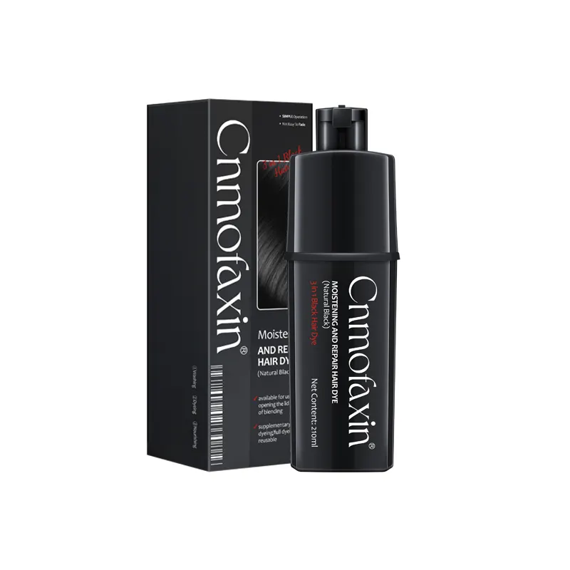 Envío rápido en stock 3 en 1 a base de hierbas naturales cnmofaxin rápido lavado permanente champú para tinte de cabello negro