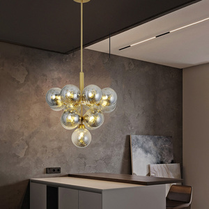 <span class=keywords><strong>Lampadario</strong></span> a Soffitto di Lusso in Ferro e Vetro, Lampada a Sospensione con <span class=keywords><strong>Sfere</strong></span> e Bolle, Facile Installazione - Product Image 3