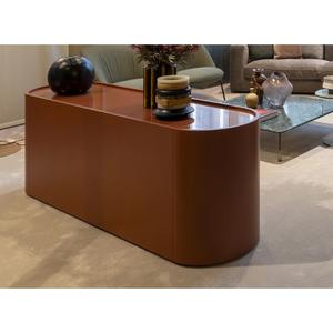 <span class=keywords><strong>Cassettiera</strong></span> Arrotondata Personalizzata in Laccato Opaco, Laccato Lucido o Legno, Credenza Indipendente con Base in Metallo e Piano in Quarzo - Product Image 5