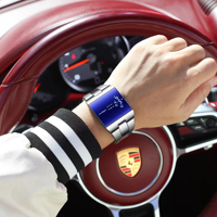 Reloj de Cuarzo para Hombre POEDAGAR 857 con Visualización Única de Hora Saltante, Sin Agujas, Esfera Azul Creativa, Reloj de Pulsera Casual y Moderno