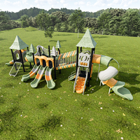 Aire de jeux extérieure pour enfants cabane dans les arbres toboggan clime gym play set