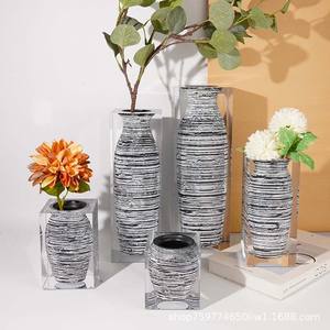 Juego de jarrones de acrílico con rayas blancas y negras, maceta moderna para decoración del hogar, regalo de inauguración de casa - Product Image 5