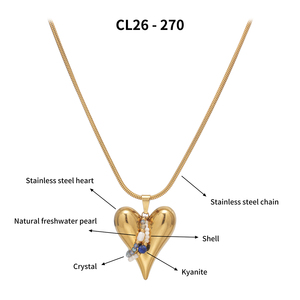Colgante de Corazón Dorado con Cristal de Cianita Azul, Joyería Elegante, Collar con Cadena de Serpiente Chapada en Oro de 18K - Product Image 5