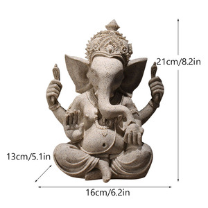 Statuetta in Resina del Dio con Testa di Elefante, Ispirazione Zen, Dipinta a Mano, Ecologica, Decorazione per la Casa, Artigianato da Scrivania - Product Image 3