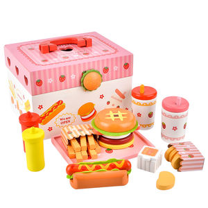 Yeni ahşap mutfak oyuncak seti çocuklar için ilginç manyetik bloklar oyunu çocuk ahşap oyuncaklar simüle hamburger ve hot dog seti oyuncaklar - Product Image 1