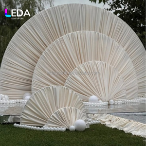 LEDA Modern Semicircle Fan Shaped Backdrop Fabric Cover Customizable Size Color (Silver/Custom) Metal <b>Frame</b> for <b>Wedding</b> Events - Product Image 1