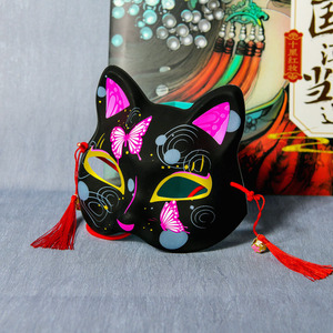Nueva Máscara de Gato Estilo Japonés, Negra, de Plástico Transpirable, Media Cara, <span class=keywords><strong>Anime</strong></span>, Zorro, <span class=keywords><strong>Onmyoji</strong></span>, para Fiesta de Halloween - Product Image 4