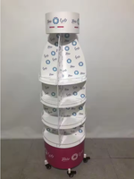 Présentoir de boissons rotatif à 360 ° personnalisé support de bouteille d'eau mobile à plusieurs niveaux avec roues pour supermarché de détail