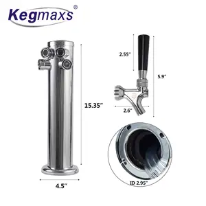 Kegmaxs-Torre dispensadora de cerveza con 4 grifos, Torre dispensadora de cerveza de 3 pulgadas, para elaboración casera