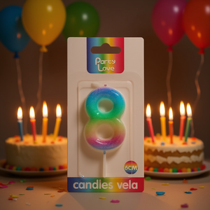 Party Love Number 8 <b>Candle</b> 6cm Rainbow Color Birthday <b>Candles</b> - Product Image 1