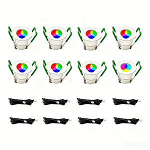 Mini <span class=keywords><strong>spot</strong></span> <span class=keywords><strong>LED</strong></span> encastré 8x3W RGB à intensité variable en aluminium IP65 pour éclairage de véranda et de carport - Product Image 1