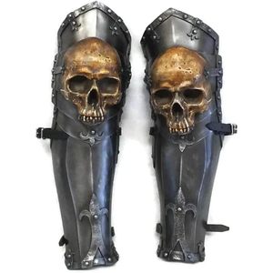 Armadura Medieval de Acero para Piernas de Caballero, Diseño de Calavera, Recorte y Estampado, Accesorio de Disfraz de Halloween, ALFA NAUTICAL, Unisex - Product Image 2
