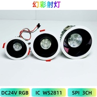 15W/25W/35W DC24V WS2811 RGBIC adressable LED Smart Pixel Downlight utilisation intérieure 3Pin JST in and Out 15 degrés