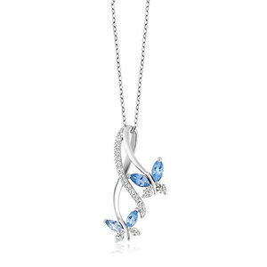 Vendita calda bohémien Blue Diamond CZ pietre farfalla in argento 925 collana pendente per ragazze - Product Image 1