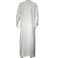 Qamis Homme Dubaï Style Saoudien Traditionnel Musulman Modeste de Haute Qualité à Manches Longues pour Affaires, Robe Arabe en Polyester Automne-Printemps