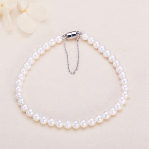 4-5mm Zhuji Freshwater Pearl Bracelet with S925 <b>Silver</b> Stone Buckle Simple Plain Color <b>Real</b> Pearl <b>Necklace</b> - Product Image 4