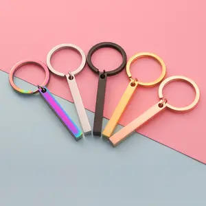 Souvenir Stainless Steel Graduation Metal Laser Engraving Vertical Bar Keychains Charms Wholesale Key Ring