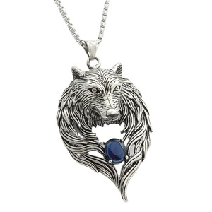 Collar con Colgante de Lobo de Acero Inoxidable para Hombre, Diseño Geométrico con Bisel, Estilo Retro, Joyería de Regalo - Product Image 3
