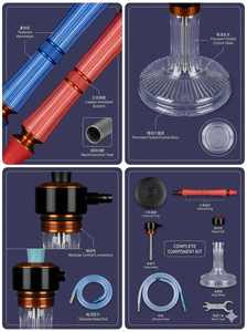 Modern Colored <b>Hookah</b> Set Glass Base Metal Stem Tobacco <b>Pipe</b> for Lounge Bar Home Use - Product Image 6