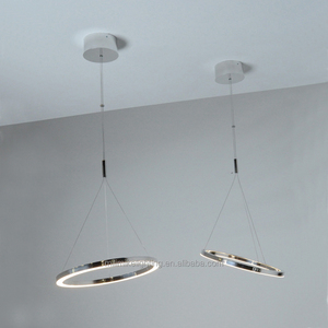 Lámpara colgante redonda de círculo colgante moderna, lámpara de suspensión de anillo Chapado en aluminio Horizontal creativa de 18 "para dormitorio de Hotel y oficina - Product Image 3