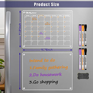 2-in-1 Magnetic Monthly Calendar Planner Acrylic Whiteboard Set for Home Fridge Dry Erase Wall &amp; Display Shelves - Product Image 3
