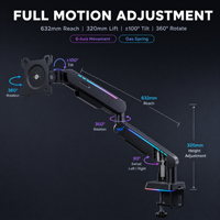 Nuovo Arrivo: Braccio per Monitor da Gaming RGB con 33 Modalità, Supporto per Monitor con Molla a Gas Resistente per Configurazioni Gaming