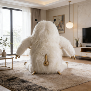 Sillón Individual Moderno de Peluche con Forma de Animal, Asiento de Lectura de Tela Peluda, Decorativo para Dormitorio, Estilo Animal Divertido, Sillones de Peluche - Product Image 2