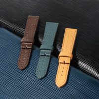 Bracelet de montre en cuir de veau pleine fleur grain litchi style vintage italien, durable, type plat, avec boucle ardillon, 18/20/22/24mm, pour fixation unique (ODM/OEM)