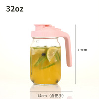 Distributeur en verre avec couvercle et bec verseur, anti-fuite, pichet à boisson pour consommation directe 32oz/64oz pour lait, jus, eau, thé glacé, café
