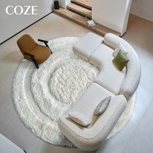 <span class=keywords><strong>Tapis</strong></span> rond en peluche fait main Coze, moderne, minimaliste, de couleur crème, haut de gamme, pour chambre à coucher, <span class=keywords><strong>tapis</strong></span> moelleux en soie de lait pour salon - Product Image 1