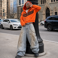 Ensemble 2 pièces Y2K imprimé numérique, style vintage, avec sweat à capuche zippé oversize et jean baggy 100 % coton, survêtement pour homme – Vente flash