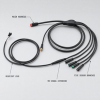 Kabel Harness Terintegrasi 1-ke-5 untuk Sepeda Listrik dengan Kabel Lampu Depan, Ekstensi Sinyal Sensor M8, Konektor Tahan Air Model AS