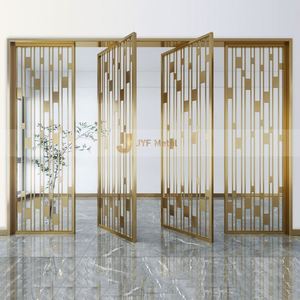 Modern Stainless Steel Translucent Waterproof Partition <b>Screen</b> Movable Function Customized Design for Hotel Lobby Living Area - Product Image 3