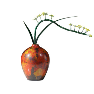 Jarrón de cobre con diseño de orquídeas coloridas, hecho a mano, estilo zen asiático, decoración de mesa para sala de estar, regalo de inauguración de casa - Product Image 2