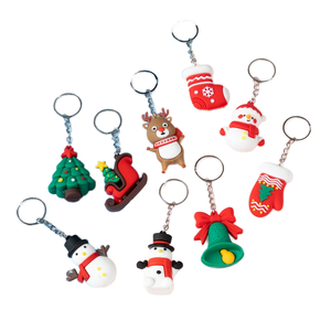 3D Custom Xmas PVC Keychain Soft Rubber Christmas Key Ring Plastic Key Chains