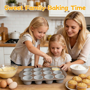 <span class=keywords><strong>Moule</strong></span> <span class=keywords><strong>à</strong></span> muffins 12 cavités en silicone, plateau <span class=keywords><strong>à</strong></span> cupcakes en acier au carbone, <span class=keywords><strong>moule</strong></span> <span class=keywords><strong>à</strong></span> gâteau rond antiadhésif, ustensile de cuisson résistant <span class=keywords><strong>à</strong></span> la chaleur - Product Image 2