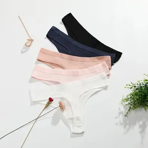 Multi-Color Soft 95% Cotton 5% Spandex Sexy Lady Underwear In stock Girls Striped Thong Women's T-Back high-quality Panties