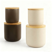 Pot de rangement avec couvercle en bambou et joint en silicone, récipient alimentaire de cuisine, pot à bougie moderne et minimaliste avec couvercle en bambou
