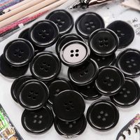 Kancing Jahit Resin Hitam 1 Inci 4 Lubang Bulat Datar untuk Kerajinan Pakaian