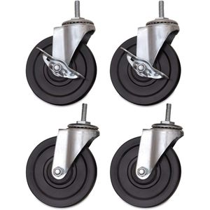 Ruedas Alera de Diseño Moderno de 4 Pulgadas, Color Negro/Plateado, Tipo Anillo de Agarre, Tipo K, Juego de 4 (2 con Bloqueo) para Estanterías Metálicas de Exterior y Escritorios - Product Image 2