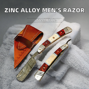 Soporte de Acero Inoxidable de Alta Calidad para Cuchillas de Barbero con Mango de Madera, Cuchilla Recta para Afeitar para Hombres, Empaque en Caja - Product Image 2